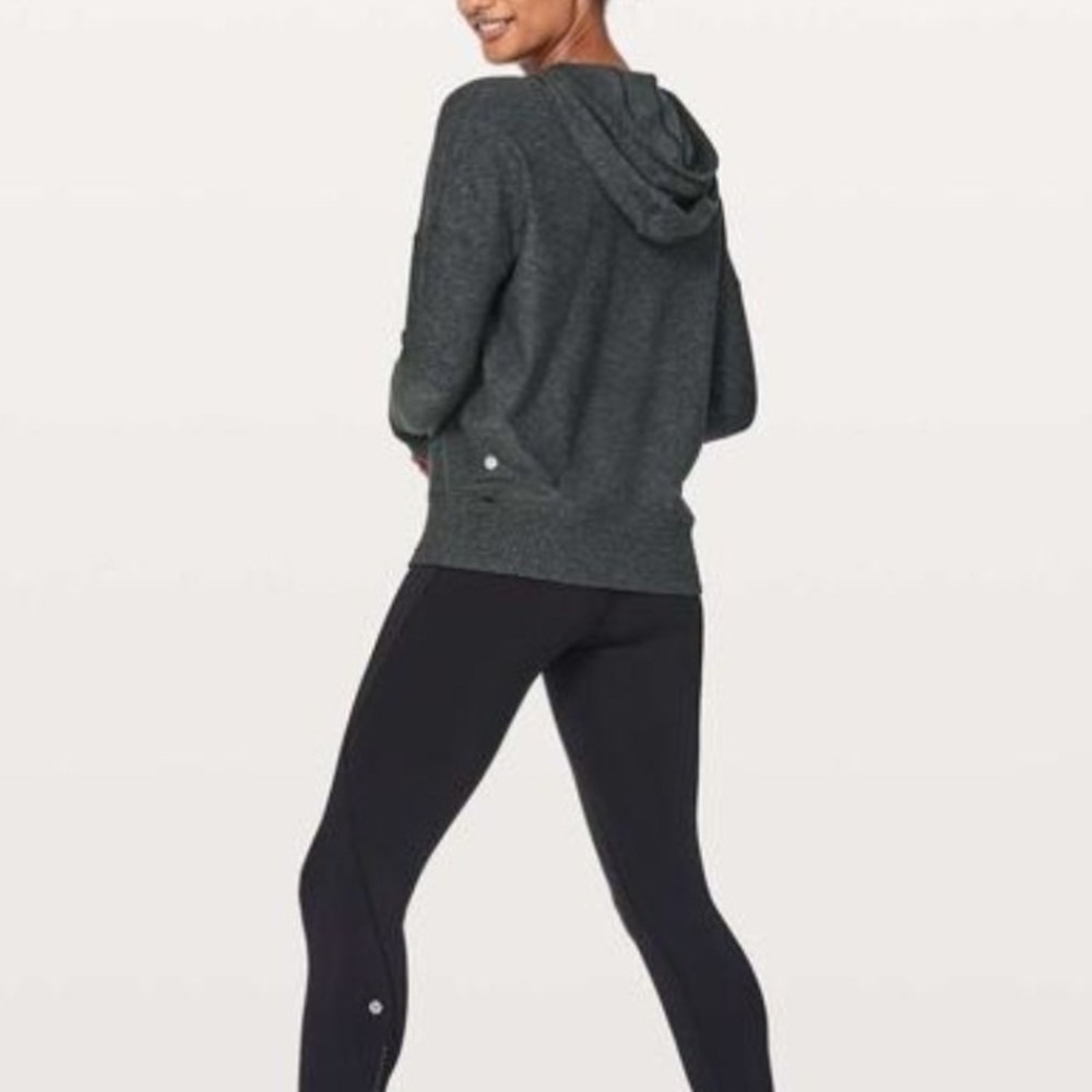 Lululemon Lead The Pack Hoodie Heathered Dark Cast Black Size 6 Pullover Running